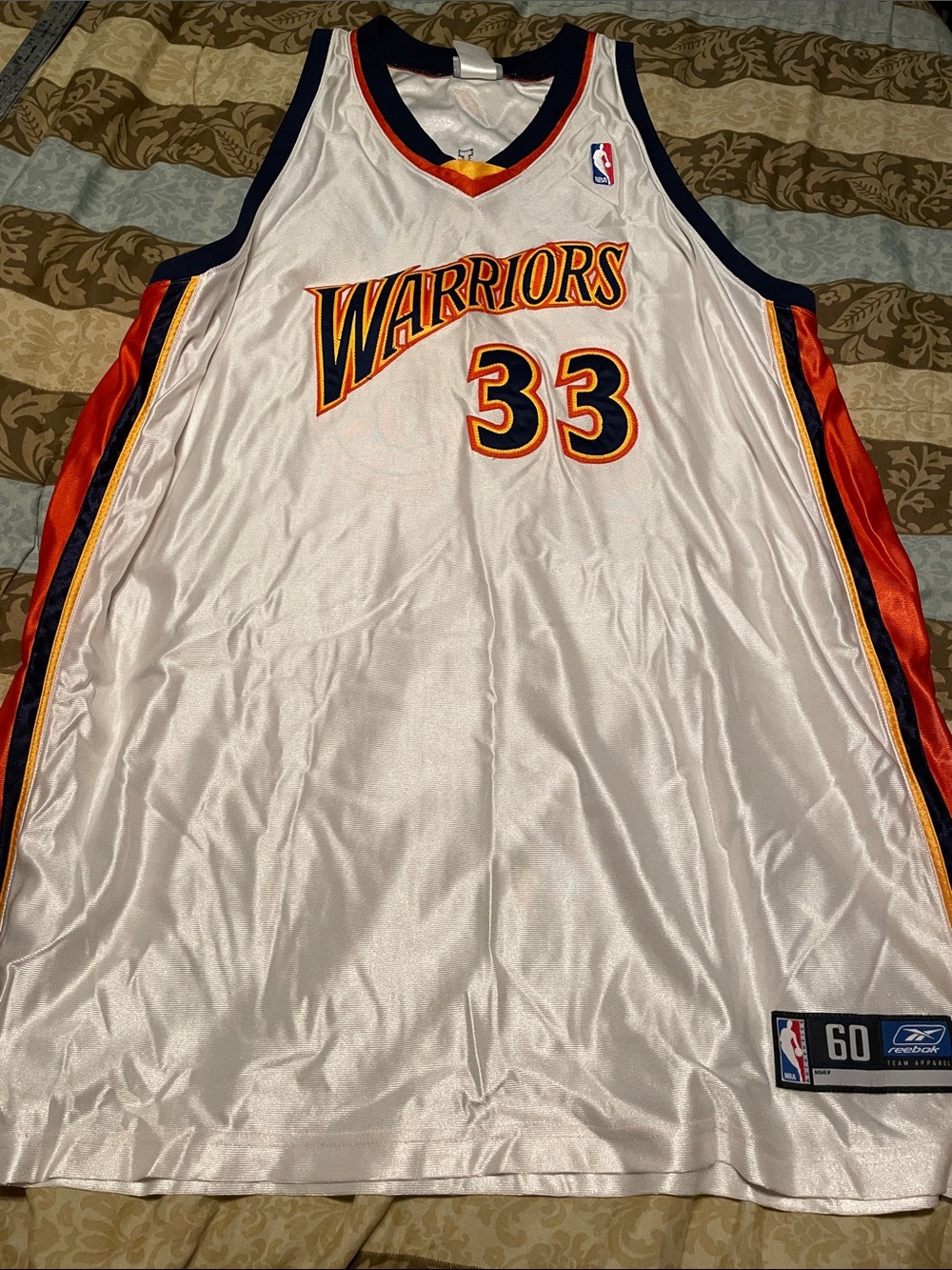 Golden State Warriors #33 White Basketball Jersey (Reebok) Jamison vintage size